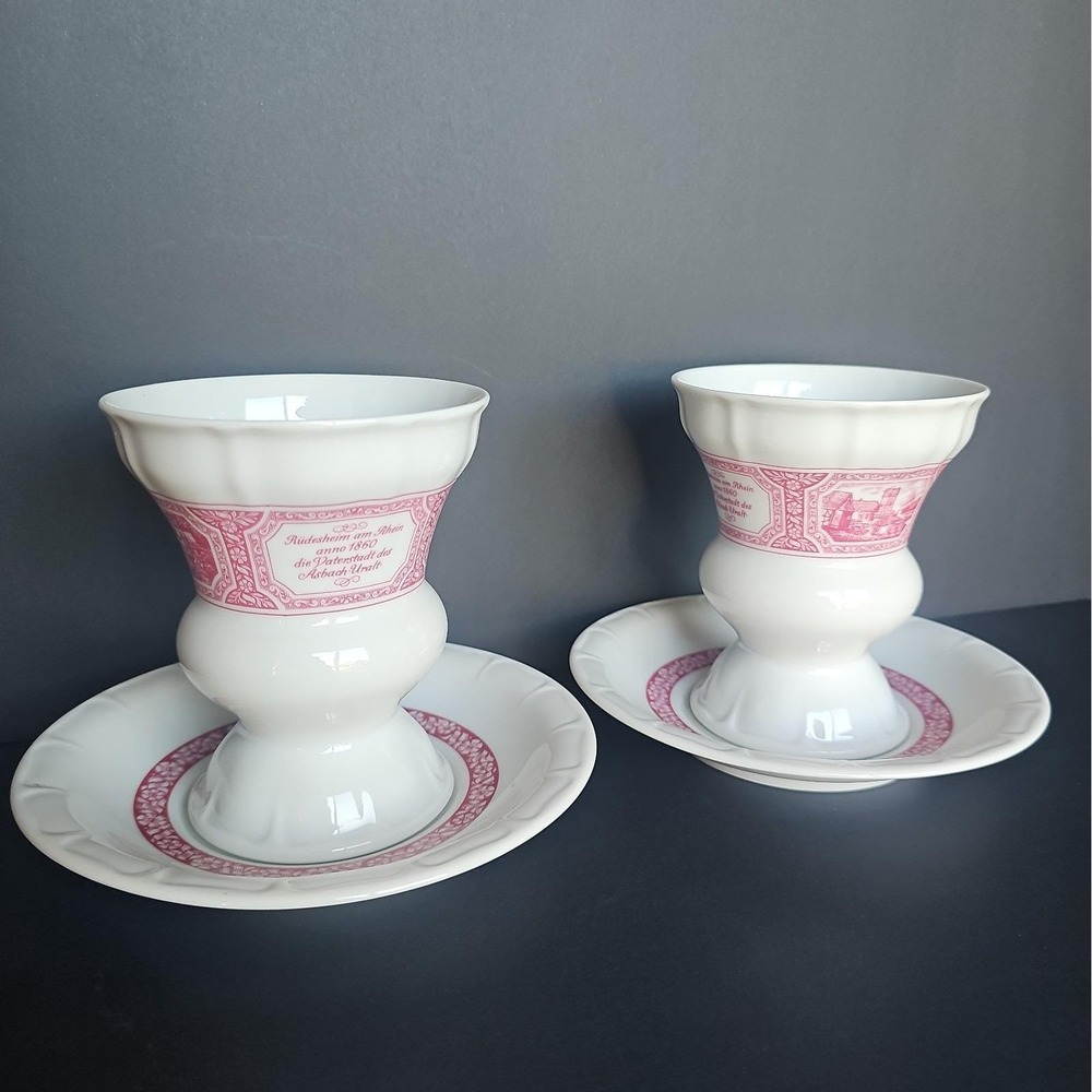 Vintage Heinrich Rüdesheimer Germany Footed Cup & Saucer - Set of 2 - EUC -R5